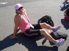 First day of the walk...taking a break at one of the pit stops