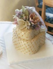 small shower cake with sugar flowers