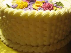 side view of a basket weave cake
