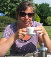 Enjoying a coffee in the beer garden of a pub in Derbyshire. This was the day that England got annihilated by the Germans in the World Cup and it was the quietest beer garden in the country! We had chosen to go out for the day as the weather was gorgeous 