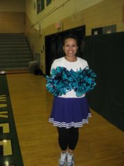 Our school was challenged to a staff vs. staff bball game.  I was one of the cheerleaders and choreographed the halftime show.
