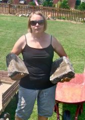 Taken 6/09/10 trying to look all tough... constructing a backyard fire pit for my husband
