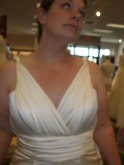 So....I went wedding dress shopping, no ring on finger yet, wedding probably a year away (and hopefully another 60-70 pounds!)