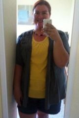July 2010 ~ Weight 254 lbs ~ Total loss 56 lbs
Bought some new clothes at Cato's. Most tops I bought were 18/20 and a couple were 14/16.