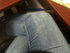 Crossing my legs at work
