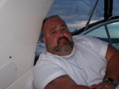 Hanging on the boat in Lake George N.Y.