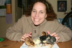 Me today with our baby chicks. 180 pounds down! 2012