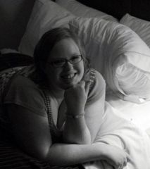 Jonathan took this photo while I was relaxing on the bed at the Sheraton in Durham, NC while his kid sister was down at the anime convention below.