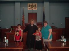 My 3 daughters at youngest's adoption hearing along with my great nephew