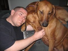 me with my puppies. summer 2008, 260 lbs.