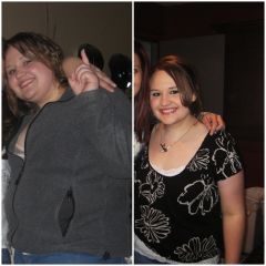 the picture on the left was taken june 2008 and the picture on the right was taken october 2009.  i truely am soo happy & thankful!