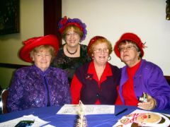Our Red Hat Christmas party, it was postponed from last week because of a big snow storm.  We had a lovely time.  That's me in the back..with the purple necklace.  My face looks so much thinner now.
