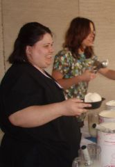 This was not easy - Helping out with nurse week activities at the hospital - serving ice cream about 1 month post-band
