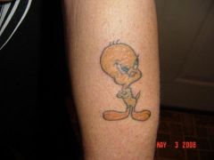 My new Tweety with attitude tattoo done on April 29, 2008