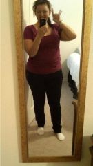 Pardon the hair and no makeup lol but this is me in my size 16 jeans!!! I havn't fit into these since before my son was born 3 1/2 years ago...initially before surgery i was pushin' a 22