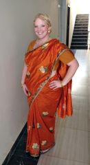 Day 45 and down 45 pounds!  Dressed up for my friend's Indian engagement party