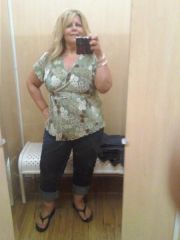 Well, I promised myself I would put a full picture on here once I lost 50lbs. Ok, so I lost 51 so far. This is me at the big sexy Walmart trying on some 16's. lmao.. oh yeah..