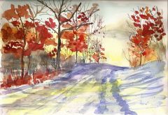 watercolor winter with red leaves.jpg
