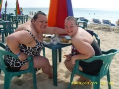 Me on the beach in Cozumel, I'm on the left.