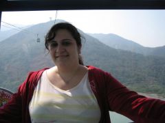 Me going up in the cable car to the Big Buddha