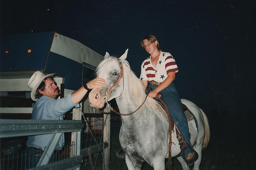 That's my Dad, my horse Sterling and me when I was 15. . .  Sterling is about to be 21 this year and I'm about to be 30!!