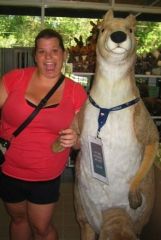 Jan 08 in Australia at the Zoo... easier to pose with a stuffed one that a real 'Roo!  I just enjoy my "I've lived in Australia for four months" tan.