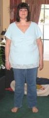 This is me at 90lbs. lost.  This is the same shirt I wore during the TV interview and is way to big.  It was sent off to the Salvation Army.