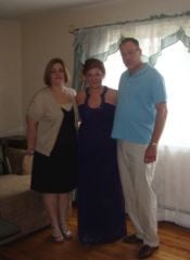 Me, my daughter Kayla & my husband.  My daughter's prom, 5/28/09.  Not the greatest picture of me but such an improvement from a year ago.