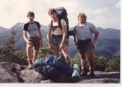 Old shot of friends Bryan, Jim, & Me 1980.  Tree-trunk legs and "wildman" hair!