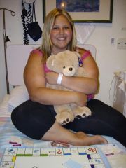 Me and my teddy one hour before surgery!!