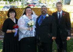 wedding party shot - 10/18/08 - full body shot (that's my husband next to me and my 18 yr old on the far right)