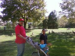 My husband daughter and son at the park