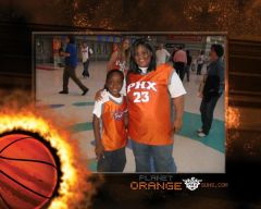 Me and my oldest son..I look like a basketball in that jersey ;p