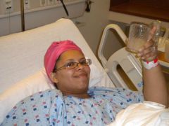 My 1st drink--6 hours after surgery--Cheers!