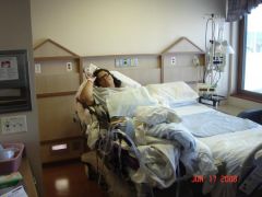 This is when they finally wheeled me into my room.  Boy, did that hurt! Transferring from one bed to another was a challenge.