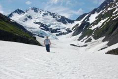 Hiking down Portage Glacier