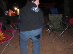 camping! spilt my drink on my booty! lol