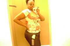The shirt is a large from the Juniors department the shorts a 14. Call me vain but Im luvn my body