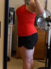 176lbs side view, size 10/12, M in most tops