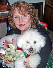 Christmas 2007 with my dog Louie a Bichon Frise, I had lost weight before this photo back then, found it again.