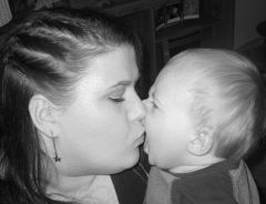 Me and my baby boy...he was just learning how to kiss...he did open mouthed ones then hee hee