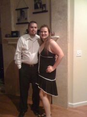 My hubby and I going to a wedding, me wearing a dress out for the first time in a LONG time!
