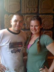 My hubby and I at the RainForest Cafe in Disneyland.  September 09