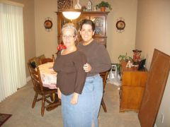 -97 pounds... my one year bandiversary... in my largest size (28)... this time with another person in the skirt with me!!