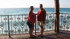 My cousin Maria and I in Cancun.  I had so much fun but was not happy about my weight.