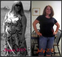 -55 pounds.  (I had surgery Dec. 1st 2009, but this picture from August 2 2009 was ONCE one of my favorite pictures of me.  When looking at it...holy heck I can see a HUGE difference!)