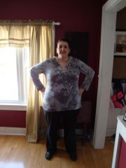 5 weeks post op - 264.5 pounds. Size 18/20 shirt - I haven't worn this size shirt in 14 years!!!