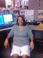 Sheronda at work
Current weight 217lbs down 34lbs. April 11,2010 will be 4 months out. Lovin life...