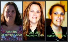 Face Collage Sept 2010
Starting Weight: Dec. 2009-336 lbs
Current Weight: Sept. 2010-226 lbs