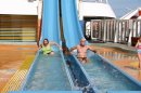 Janet and Pat coming down the slide on cruise to mexico~~never would I have done this prior to the lapband!  What Fun I have been Missing